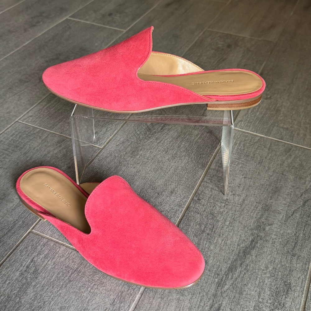 Banana Republic Pink Suede Slip-On Mules